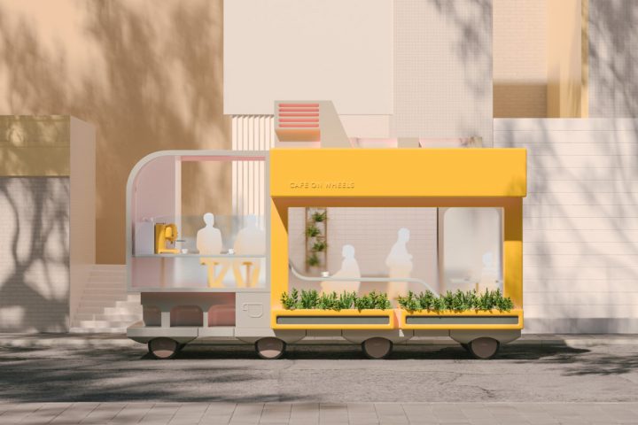 未来はオフィスも店舗も空間ごと移動する！？ イケアの研究機関「SPACE10」が描く 「Spaces on Wheels」