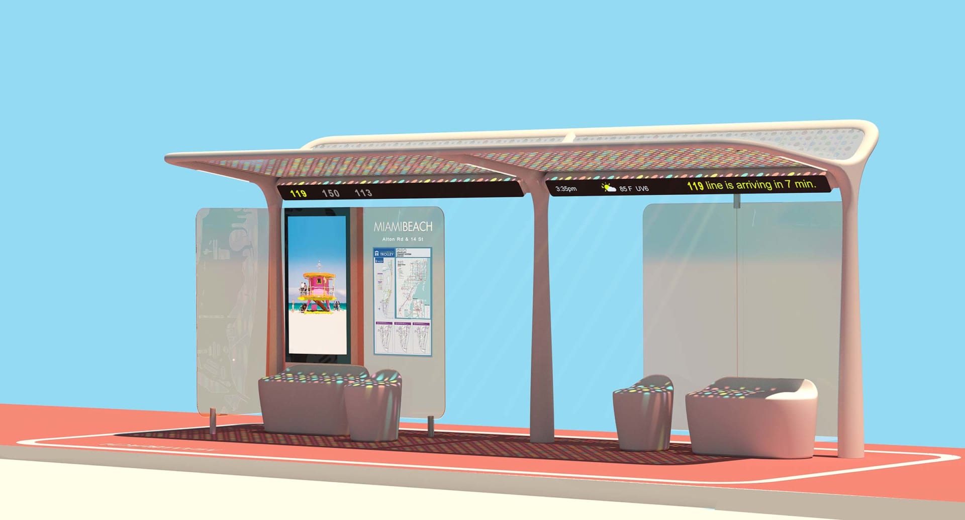 BUSSTOPS - バス停デザイン ピニンファリーナがマイアミビーチ市のためにデザインしたバス停