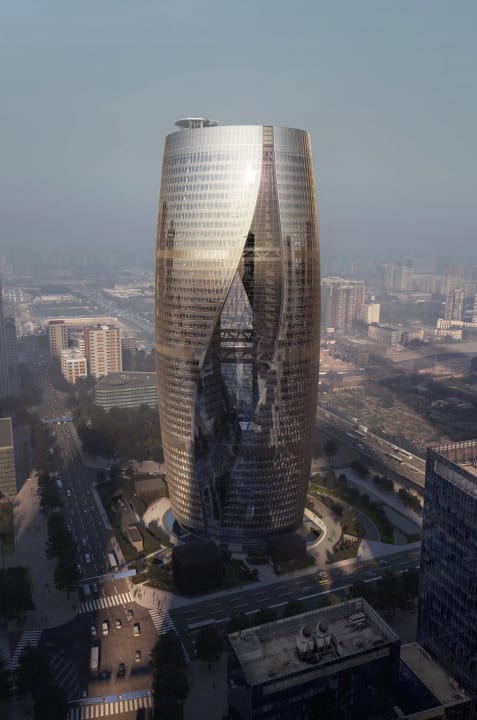 Zaha Hadid Architectsが北京で手がける「Leeza SOHO」 ⾼層階に向かって45度ひねりを加えたアトリウムを…