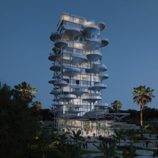 キプロスのユニークな建築 Limassol Tower バルコニーは自然をモチーフにした花冠の形状 Webマガジン Axis デザインのwebメディア