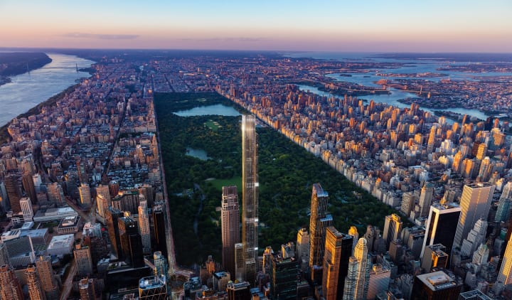 ニューヨークのセントラルパークを望む 高さ約470メートルの超高層建築 「Central Park Tower」