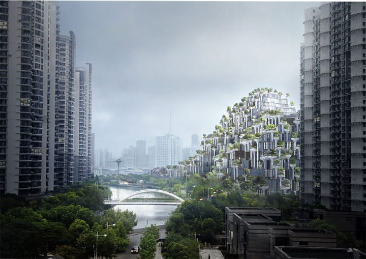 中国・上海の建築プロジェクト「1000 Trees」 Heatherwick Studioによる山が波打つようなデザイン