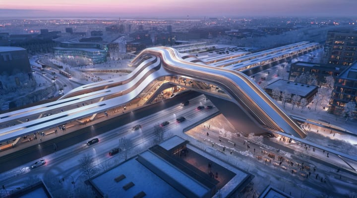 エストニア「レール・バルティカ」計画の新ターミナル駅コンペ Zaha Hadid Architectsらの設計案が勝利