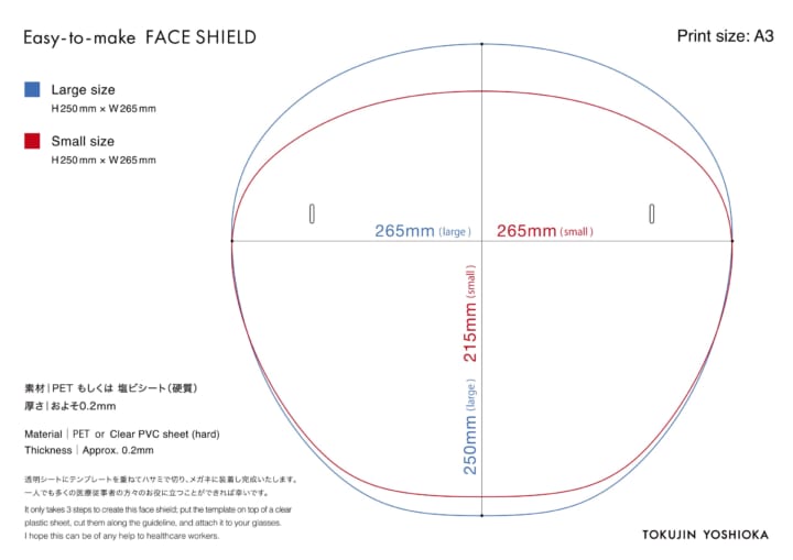 吉岡徳仁が考案した装着が簡単な フェイスシールドのテンプレートが公開中