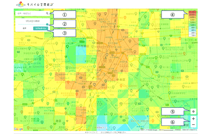 NTTドコモ、1時間前から過去24時間分の人口分布 「モバイル空間統計 人口マップ」サービスを提供
