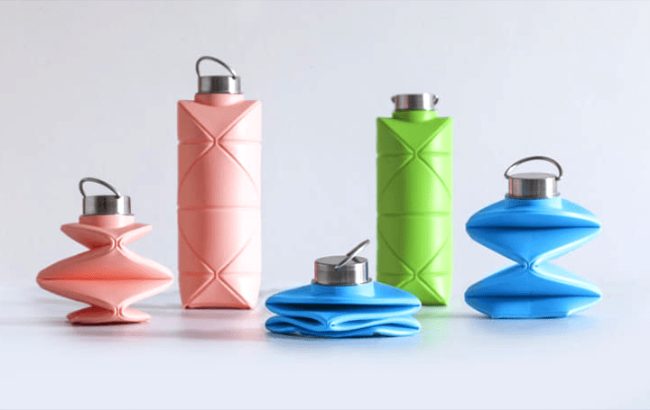 デザインスタジオDiFOLDが手がける折りたたみ式 リユースボトル「Origami Bottle」