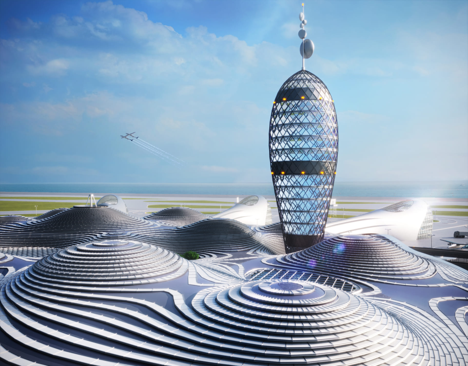 近未来の商業宇宙旅行ハブとなる複合商業空港 Noizなどによる