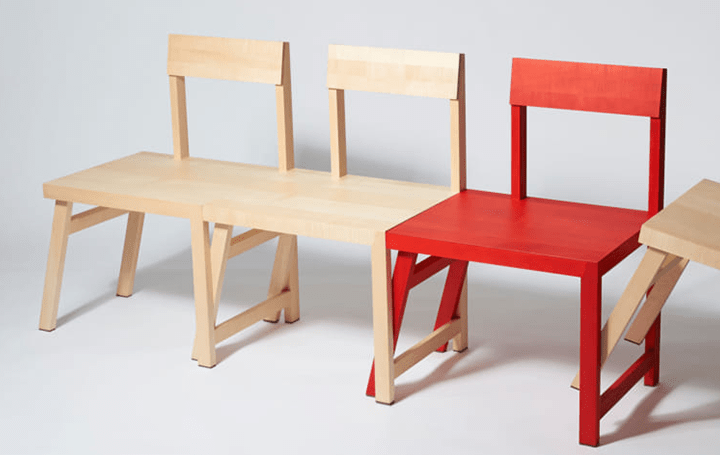 座る人数に合わせて、椅子かベンチかに変身 ドイツVOSDING Industrial Designの「Spielbein」