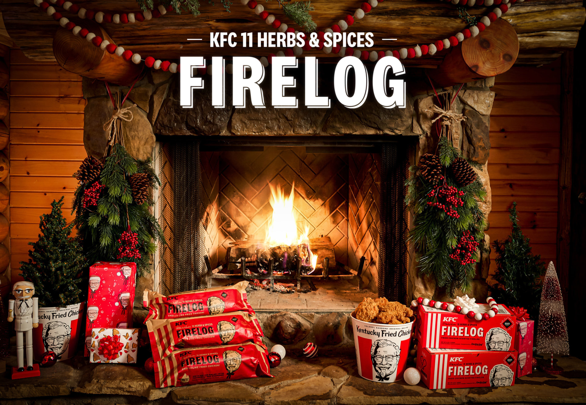 【即日発送】 KFC「フライドチキンの香りがする薪」発売 特別なログハウス宿泊 コレクション