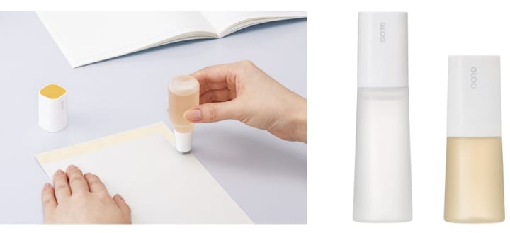 四角いスポンジヘッドで角まで塗りやすい コクヨの液体のり「GLOO」が発売