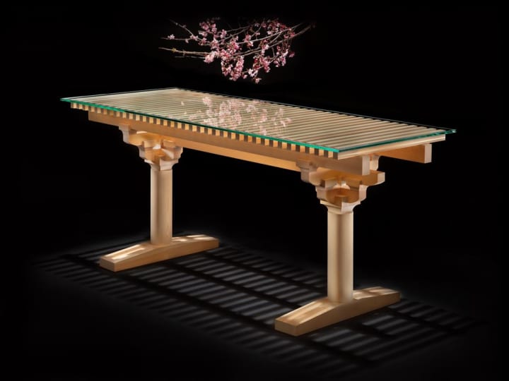 日本伝統の寺社建築技術を取り入れた 西部木工のテーブル 「六枝掛」
